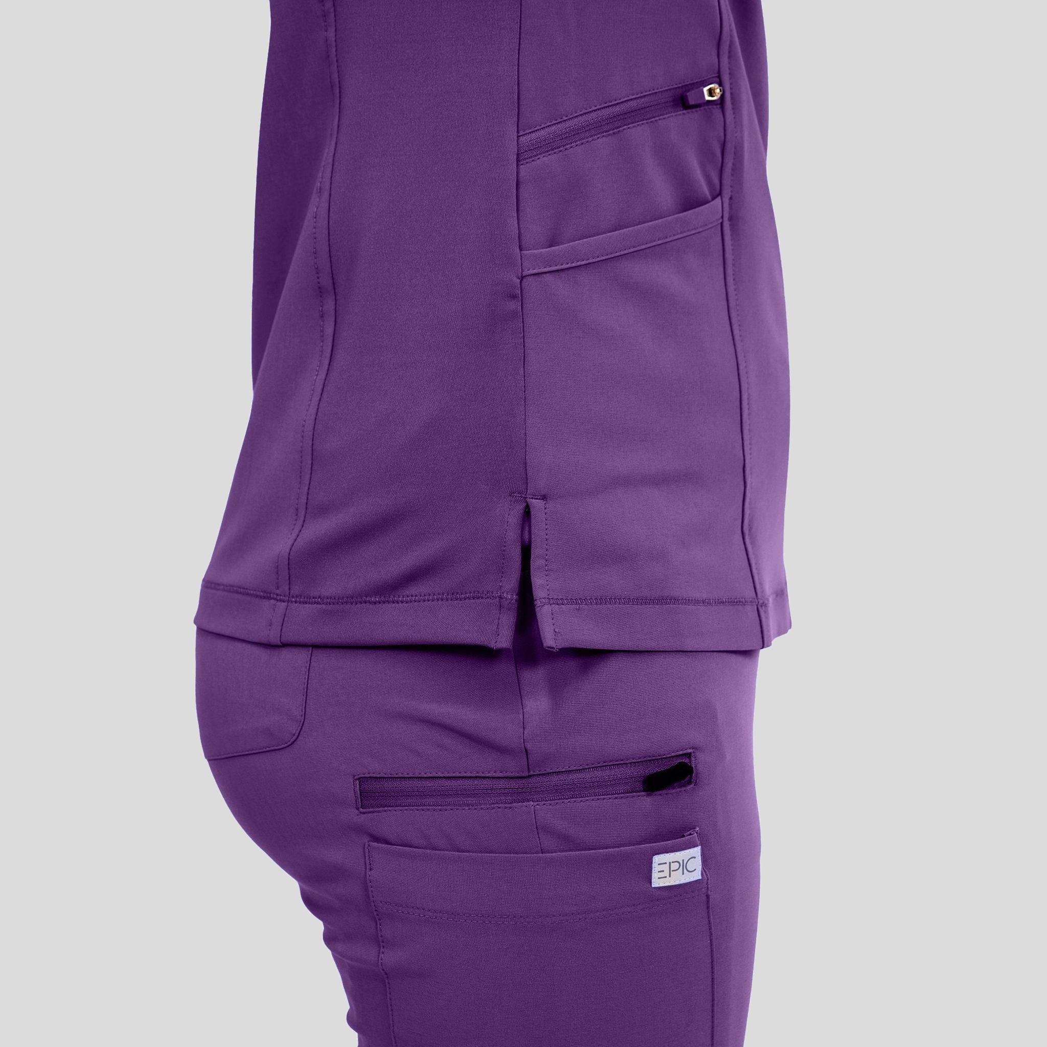 Notched Crew Neck Top | Eggplant