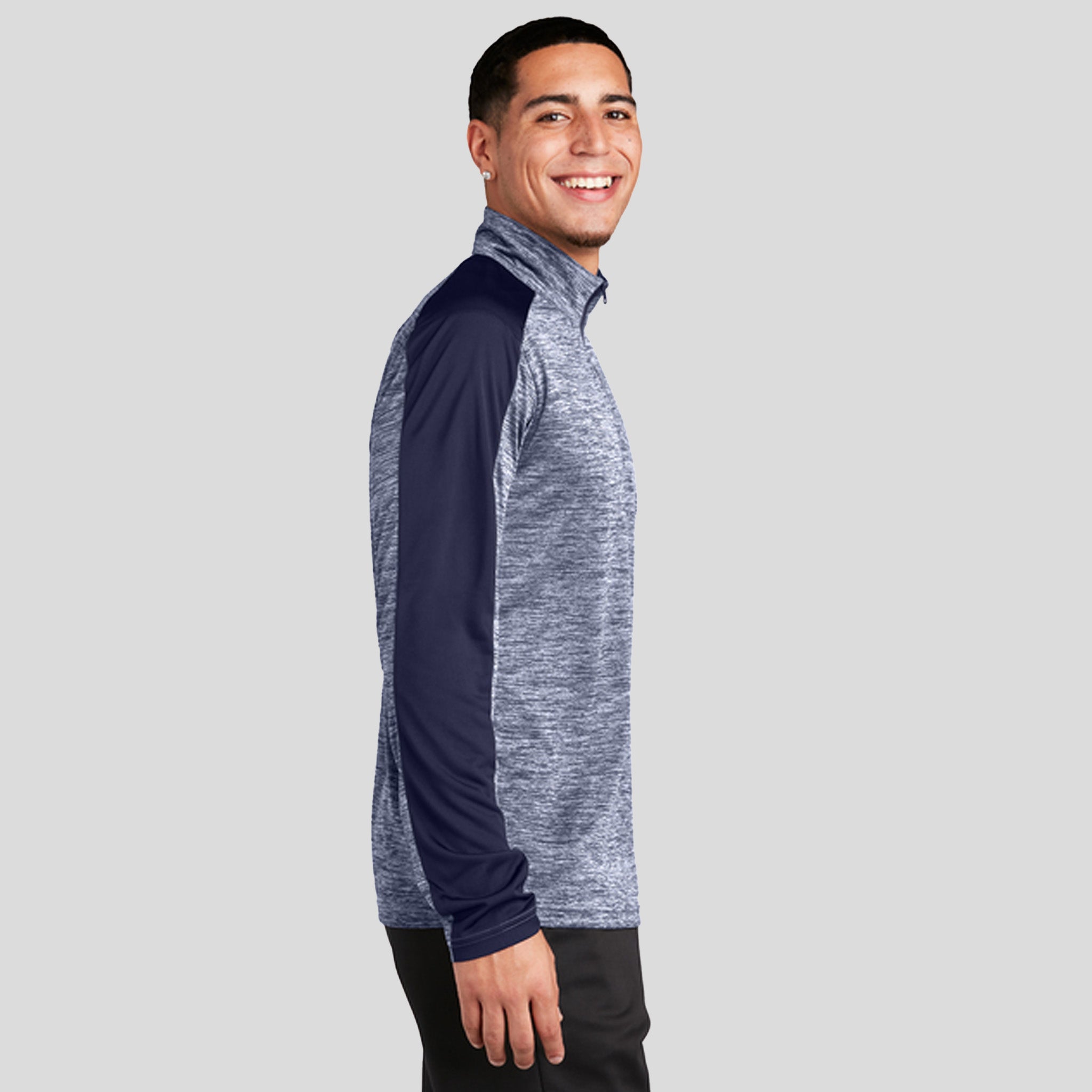 PosiChargeยฎ Electric Heather Colorblock 1/4-Zip Pullover | True Navy Electric/True Navy