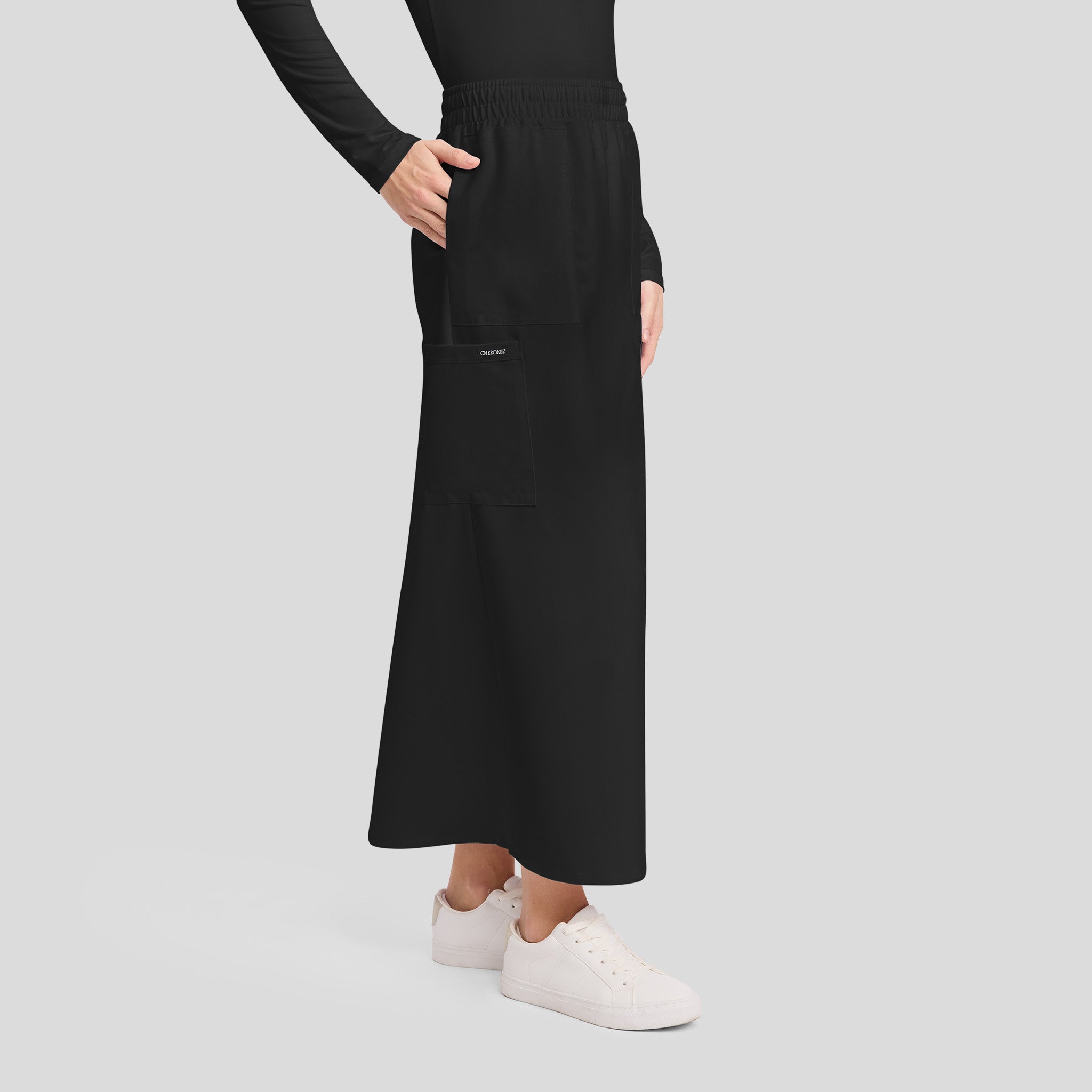 3-Pocket Maxi Scrub Skirt | Black