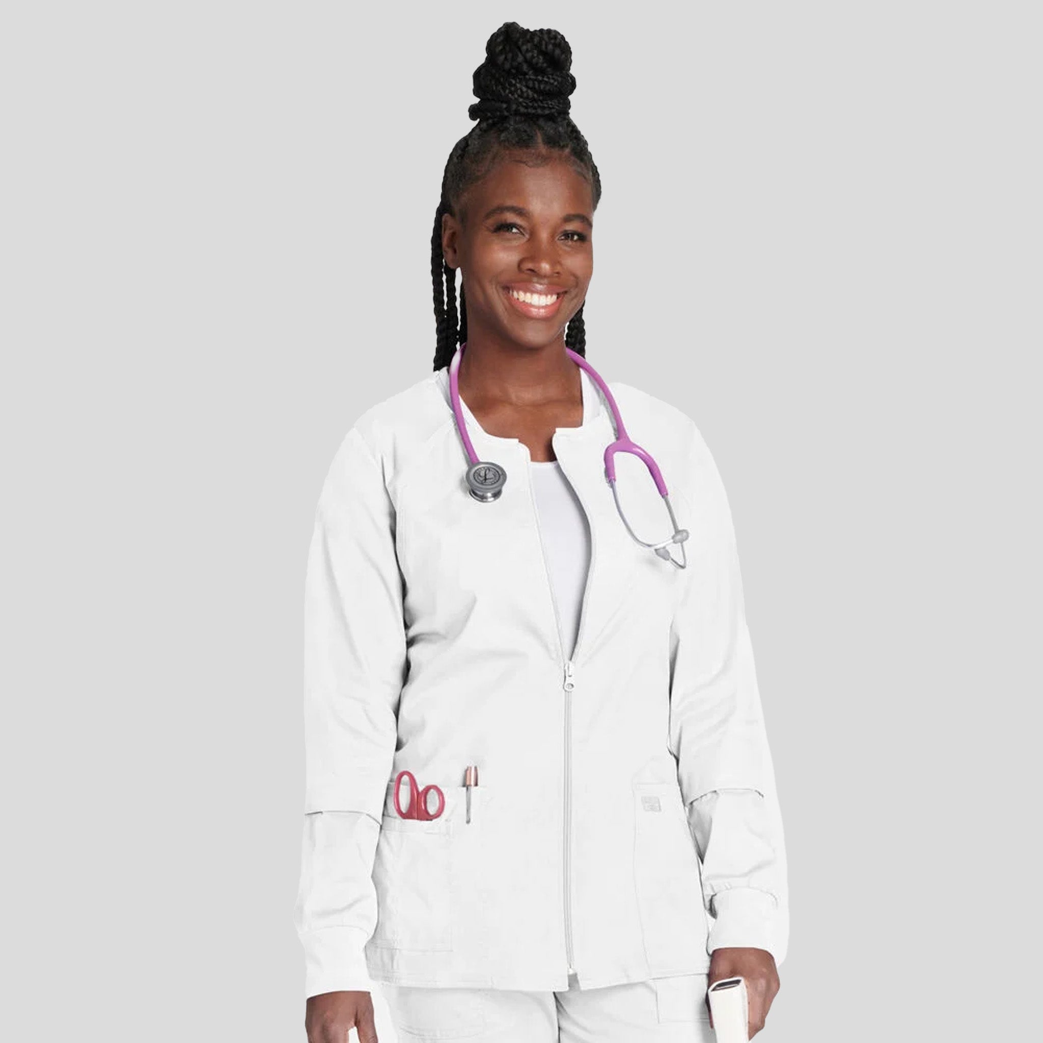 Women's Zip Front Warm Up | White